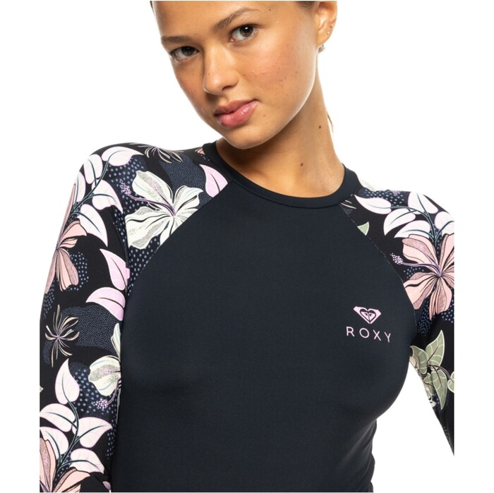 2024 Roxy Mujer Sunny Floral Onesie De Manga Larga ERJWR03781 - Anthacite Sunny Floral Swim